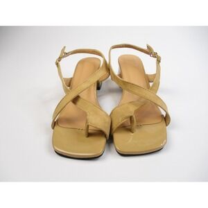 Women's Beige Suede Ankle Strap Low Heels Sandals Summer Open Toe Cross Slingbac